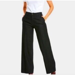 J. PETERMAN Wide Leg Denim Trouser Pant Jean Navy Blue Lightweight Crease 6